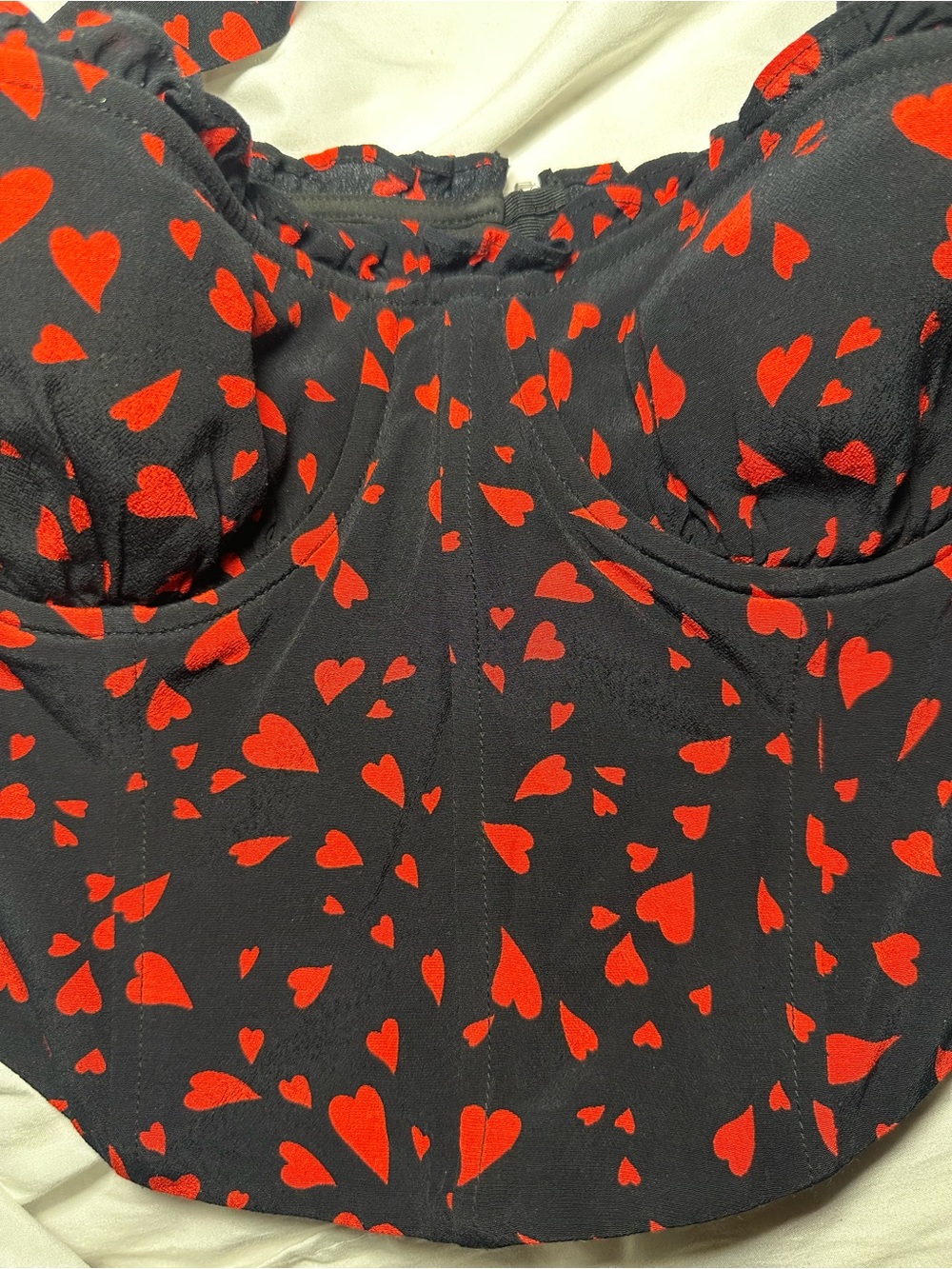 Htf Lovers + Friends Stacy Kimmy Heart Corset Bustier Crop Top Medium Black Red - Picture 15 of 17
